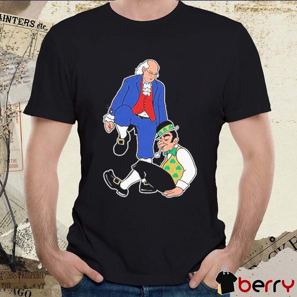 Ben Franklin Stepover Philadelphia 76ers Vs Boston Celtics Mascot t-shirt