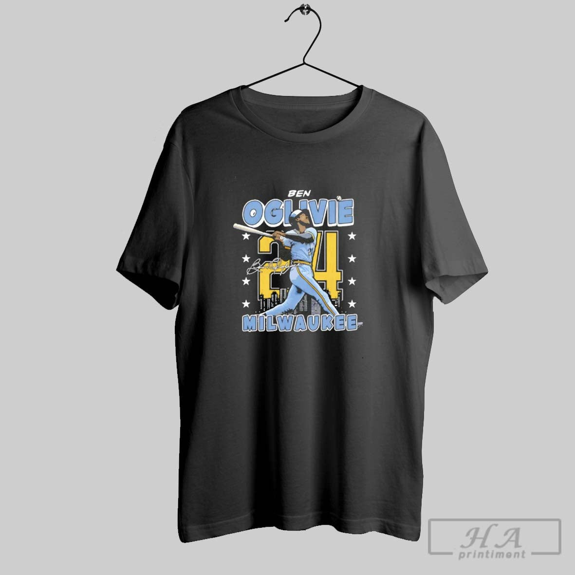 Official Ben Oglivie Milwaukee Brewers City Skyline Gritty