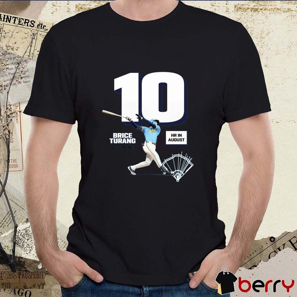 Brice Turang Milwaukee Brewers 10 Home Runs In August T-2 in NL t-shirt