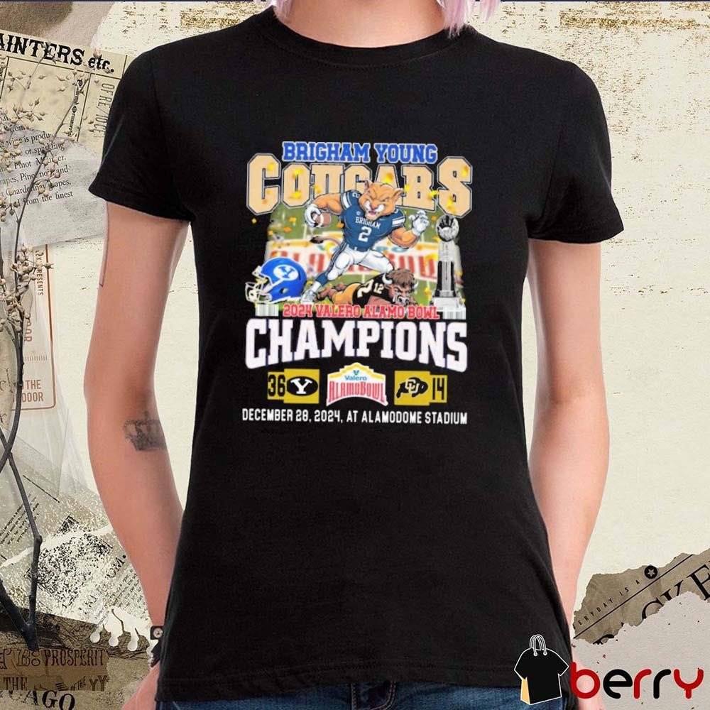 Brigham Young Cougars 2024 Valero Alamo Bowl Champions Vs Colorado Buffaloes 36 – 14 Score Dec 28 2024 Mascot t-shirt