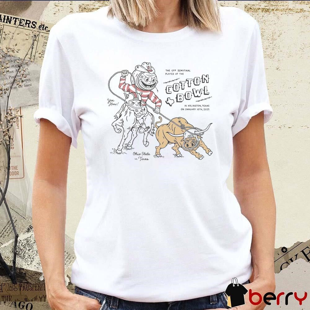 Brutus Ohio State Buckeyes Win Texas Longhorns The CFP Semifinal Played At The Cotton Bowl Jan 10th 2025 Mascot t-shirt