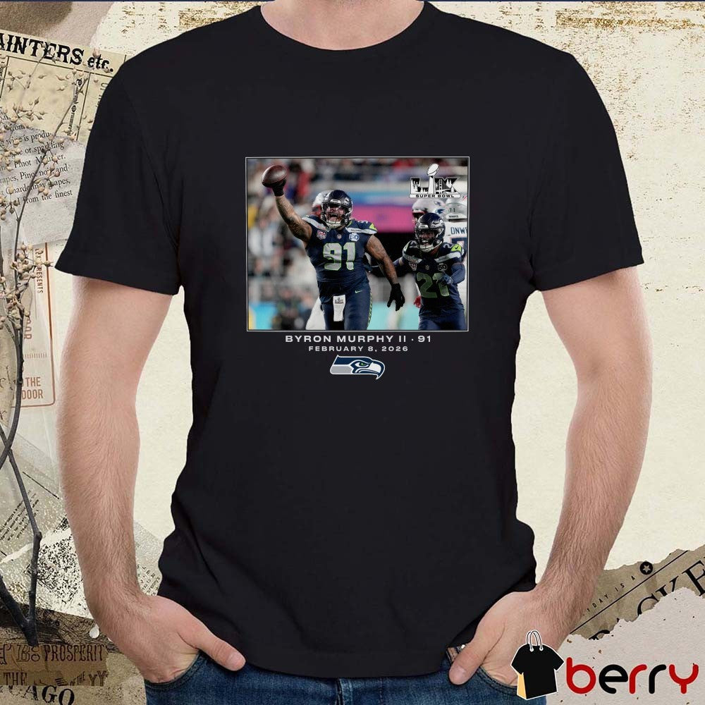 Byron Murphy II Seattle Seahawks NFL Flash Features Super Bowl LX February 8 2026 t-shirt