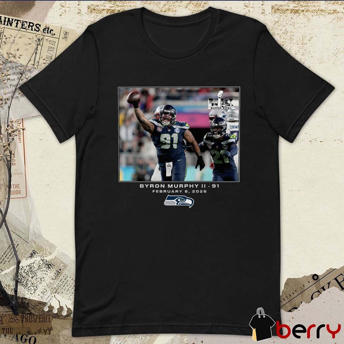 Byron Murphy II Seattle Seahawks NFL Flash Features Super Bowl LX February 8 2026 t-shirt