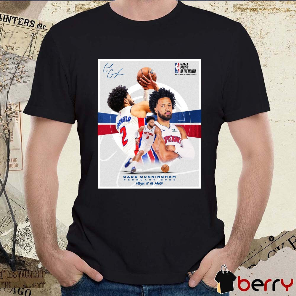 Cade Cunningham February 2026 Eastern Conference Player of the Month Signature Poster t-shirt