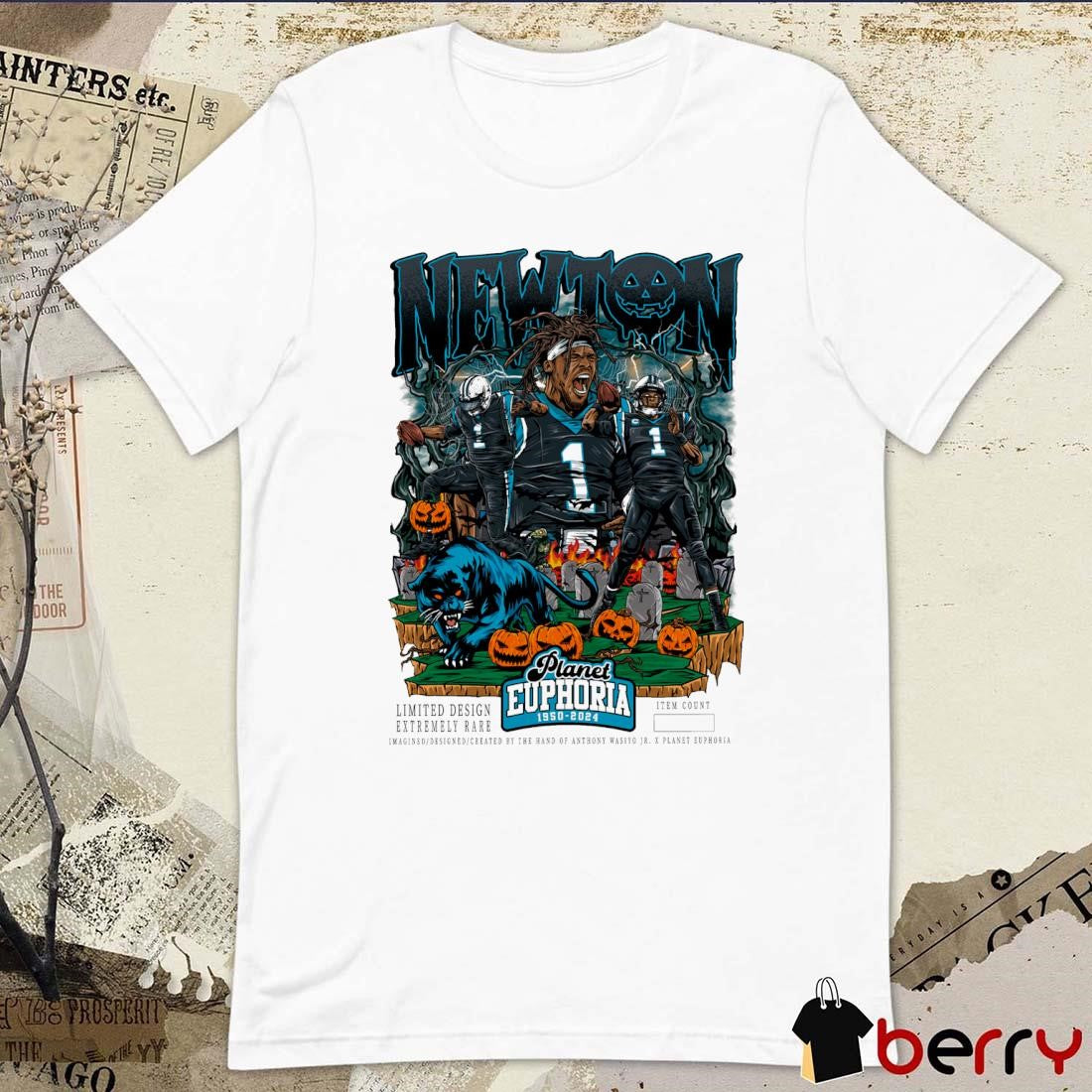 Cam Newton Carolina Panthers NFL Halloween Off-White Planet Euphoria Art t-shirt