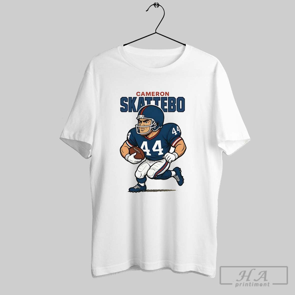 Official Cameron Skattebo Running Caricature Ny Giants