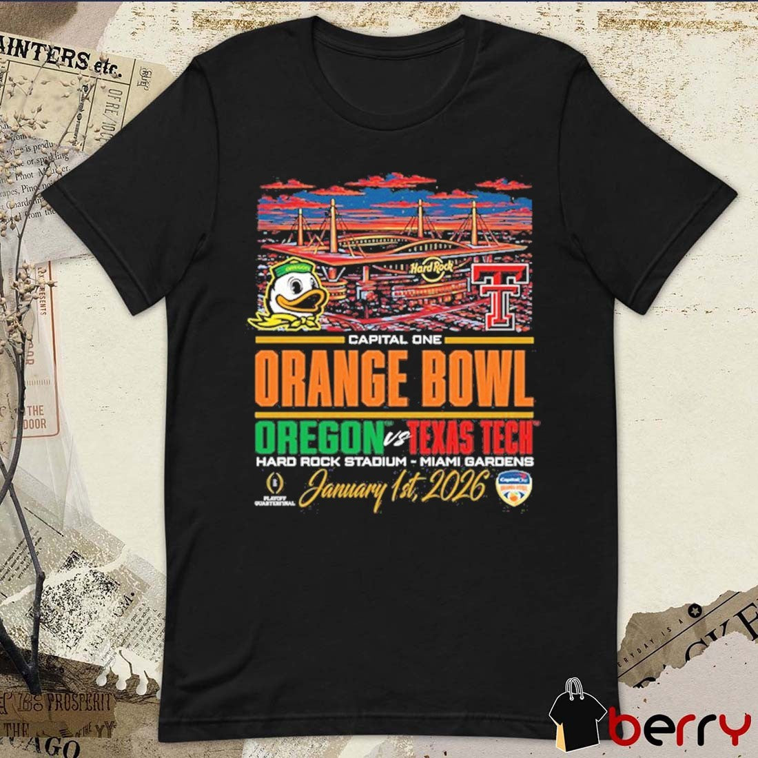 Capital One Orange Bowl Oregon vs. Texas Tech January 1st, 2026 Stadium Miami Gardens t-shirt