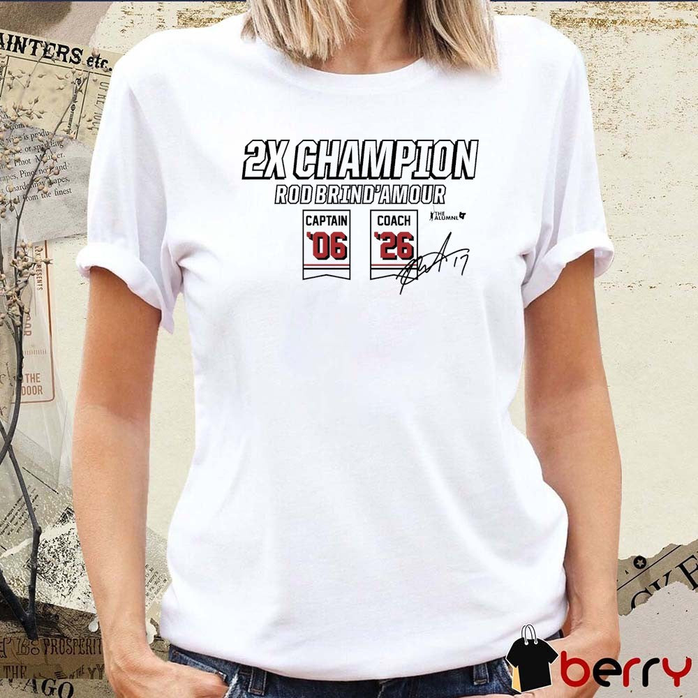 Carolina Hurricanes NHL Rod Brind’Amour Two-Time Champion Signature t-shirt