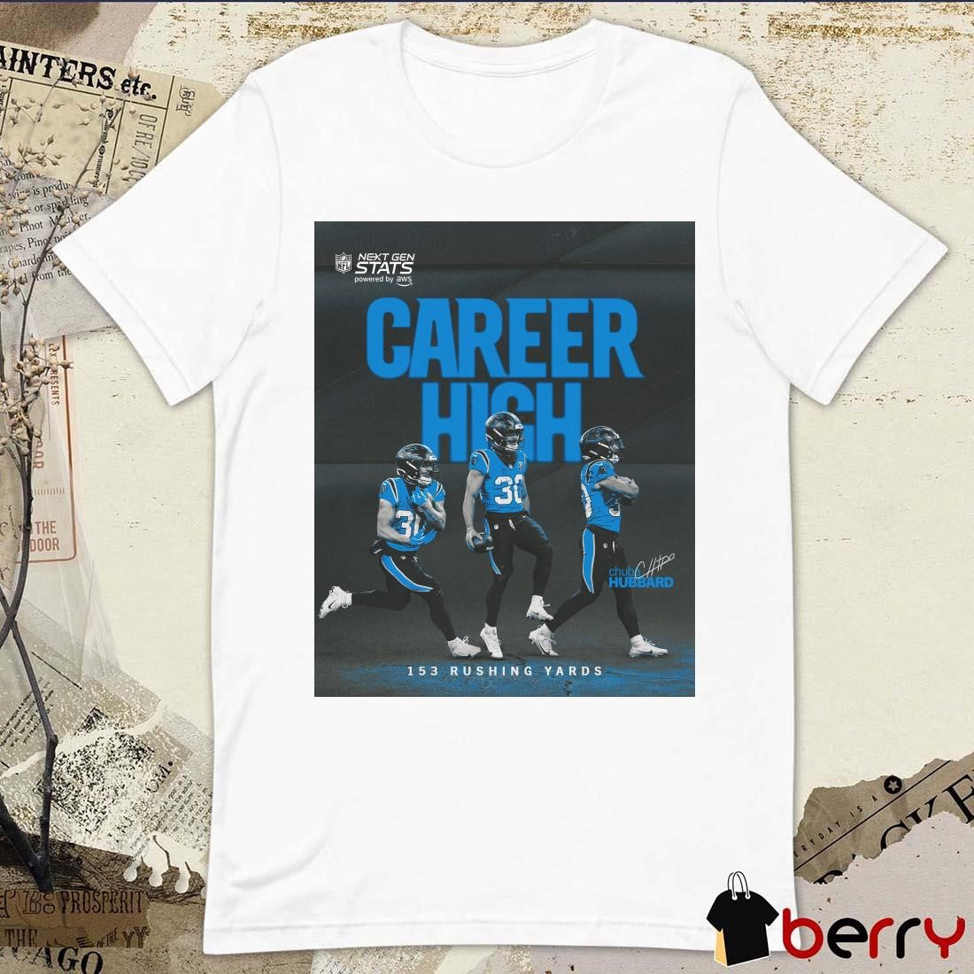 Carolina Panthers Chuba Shamar Hubbard Career High 153 Rushing Yards Signature Poster t-shirt