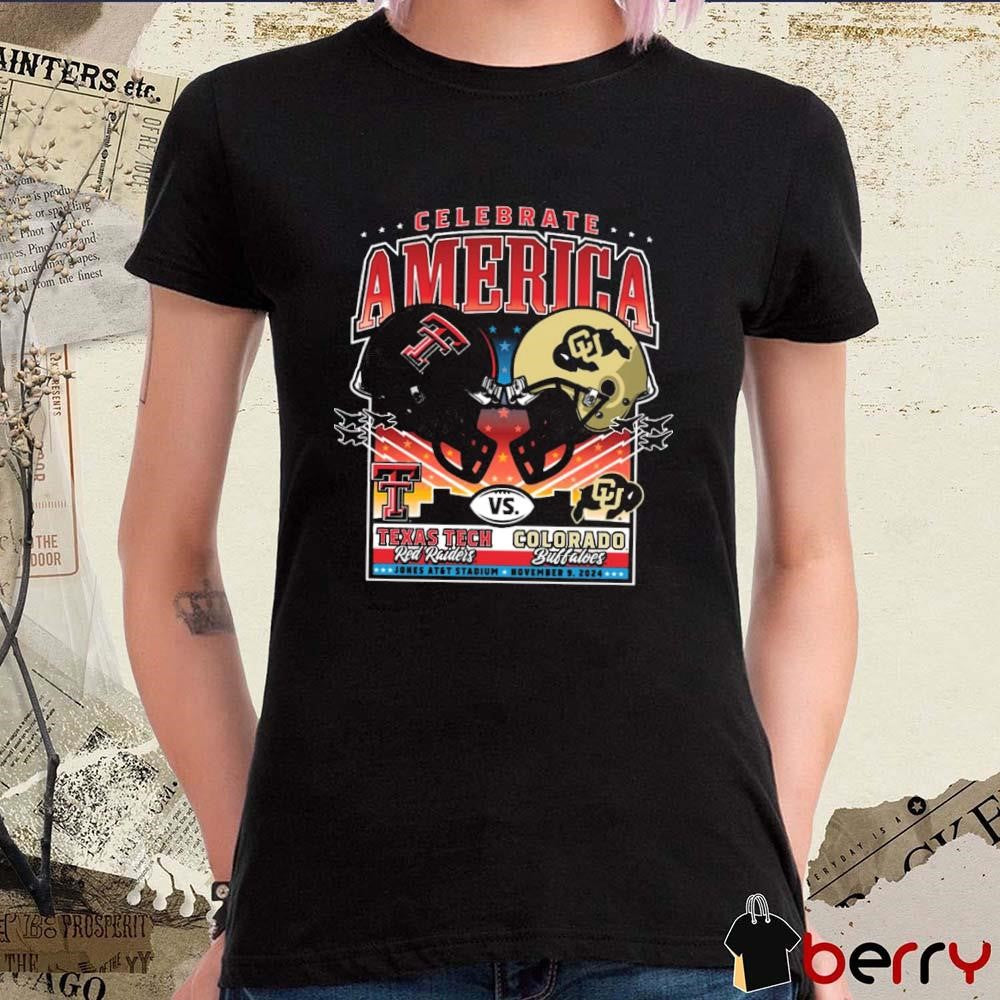Celebrate America Texas Tech Red Raiders Vs Colorado Buffaloes Helmet Jones AT&T Stadium 2024 NCAA t-shirt