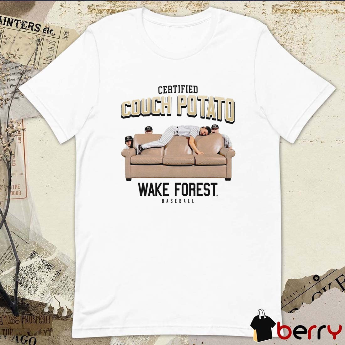 Certified Couch Potato Wake Forest Demon Deacons baseball Graphic t-shirt