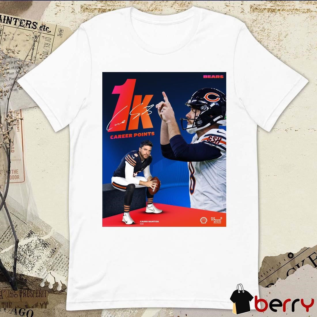 Chicago Bears Cairo Santos 1K Career Points Signature Poster t-shirt