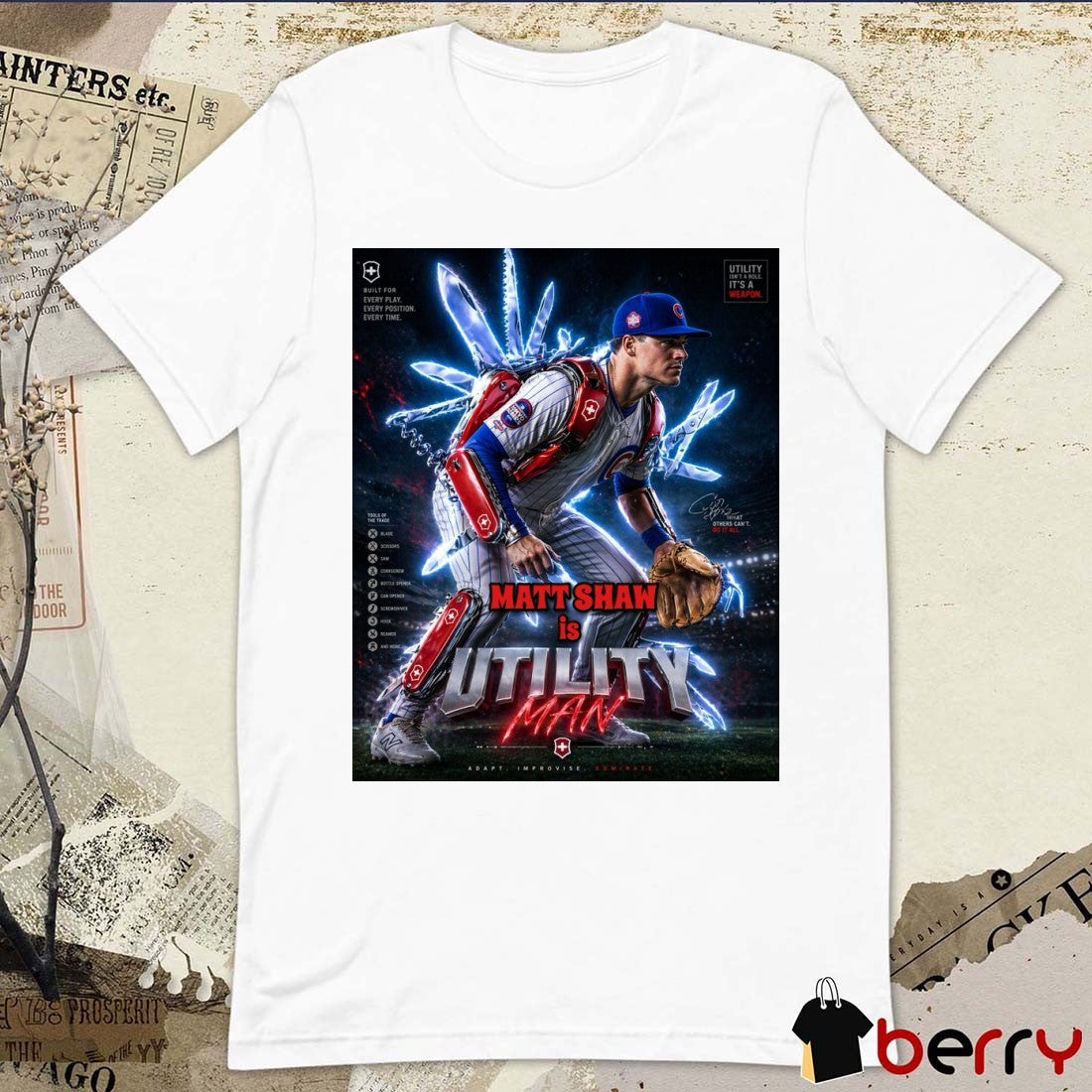 Chicago Cubs MLB Matt Shaw Is Utility Man Adapt Improvise Dominate Signature Poster t-shirt