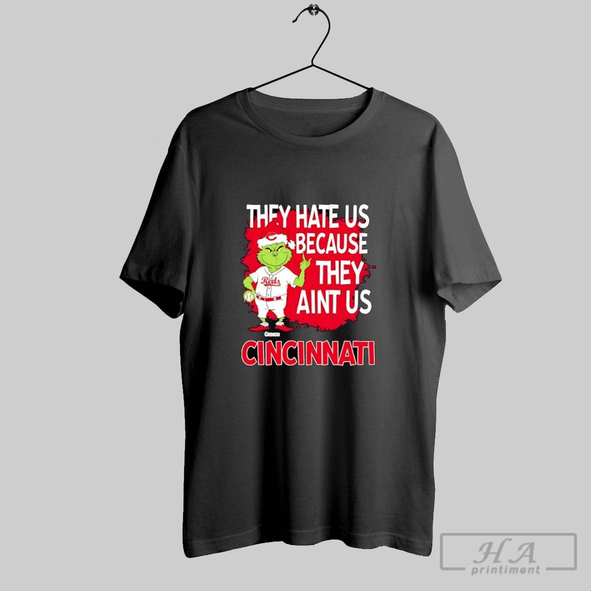 Official Cincinnati Reds Grinch Christmas They Hate Us Aint Us