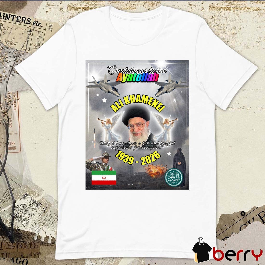 Condolences To The Ayatollah Ali Khamenei May It Have Been A Fun And Playful Experience For Everyone 1939 – 2026 Poster t-shirt