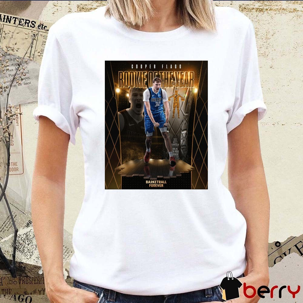 Cooper Flagg Dallas Mavericks 2025-26 NBA Rookie of the Year Award Poster t-shirt