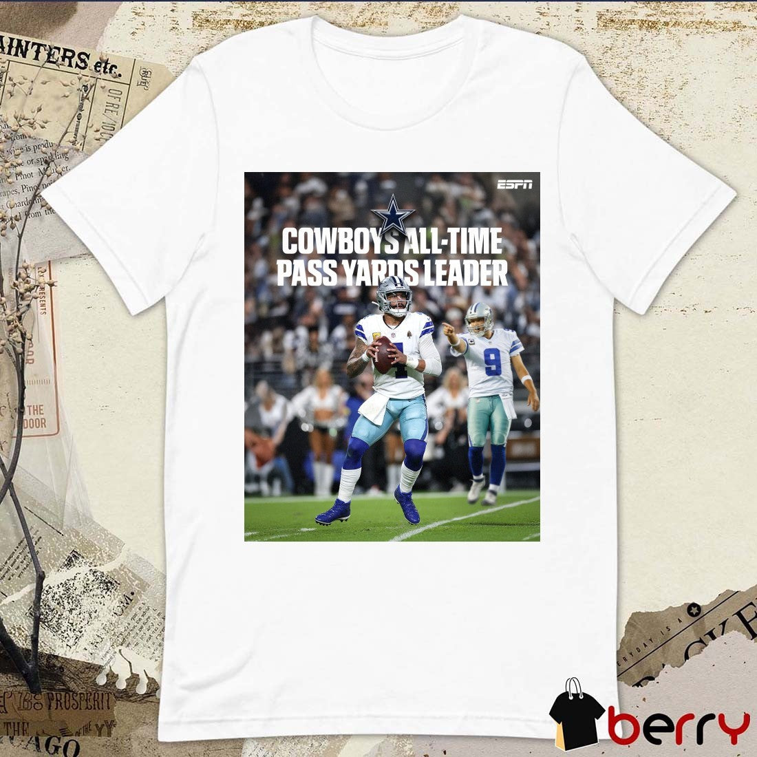 Dak Prescott Dallas Cowboys All-Time Pass Yards Leader Poster t-shirt