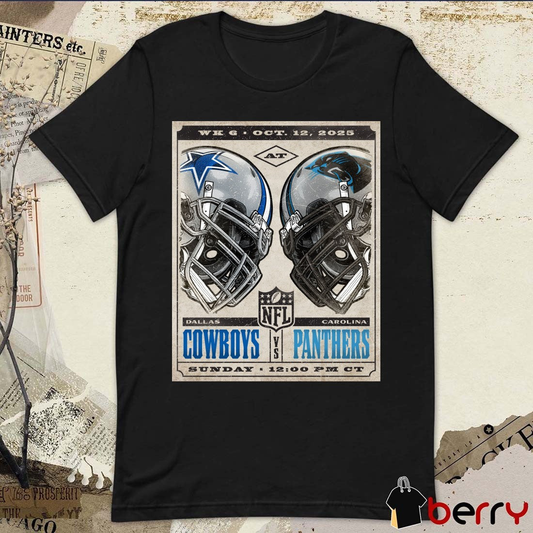 Dallas Cowboys At Carolina Panthers NFL Game Week 6 Sunday October 12 2025 Poster t-shirt