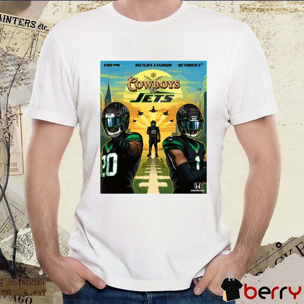Dallas Cowboys Vs New York Jets NFL Game at MetLife Stadium on October 5th 2025 Art Poster t-shirt