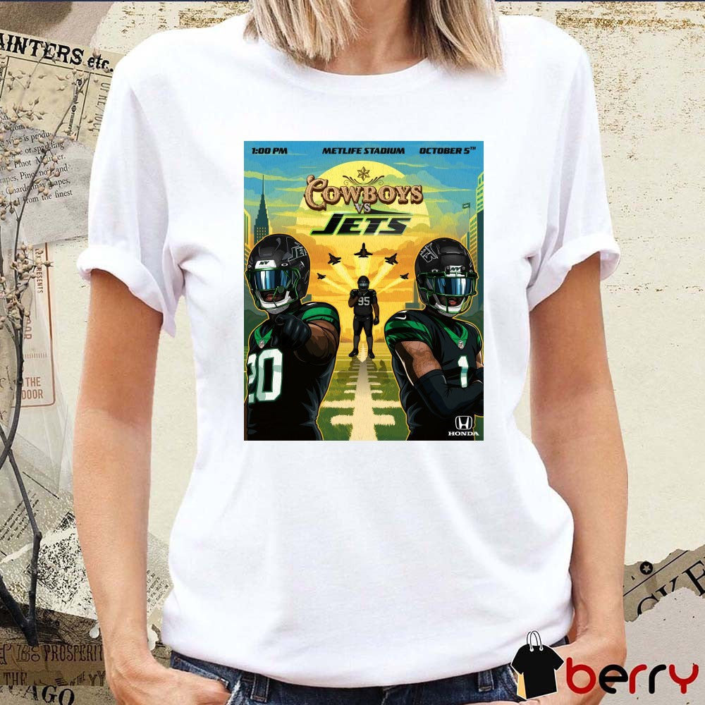 Dallas Cowboys Vs New York Jets NFL Game at MetLife Stadium on October 5th 2025 Art Poster t-shirt
