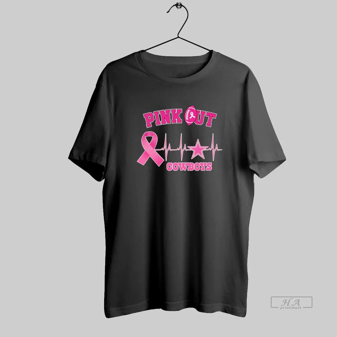 Official Dallas Cowboys Football Pink Out Heart Rate Pink Ribbon