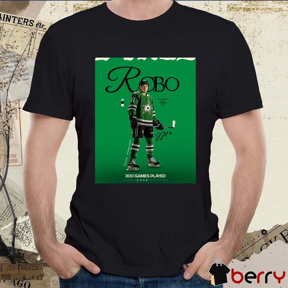 Dallas Stars Jason Robertson 300 Games Played Signature NHL Poster t-shirt