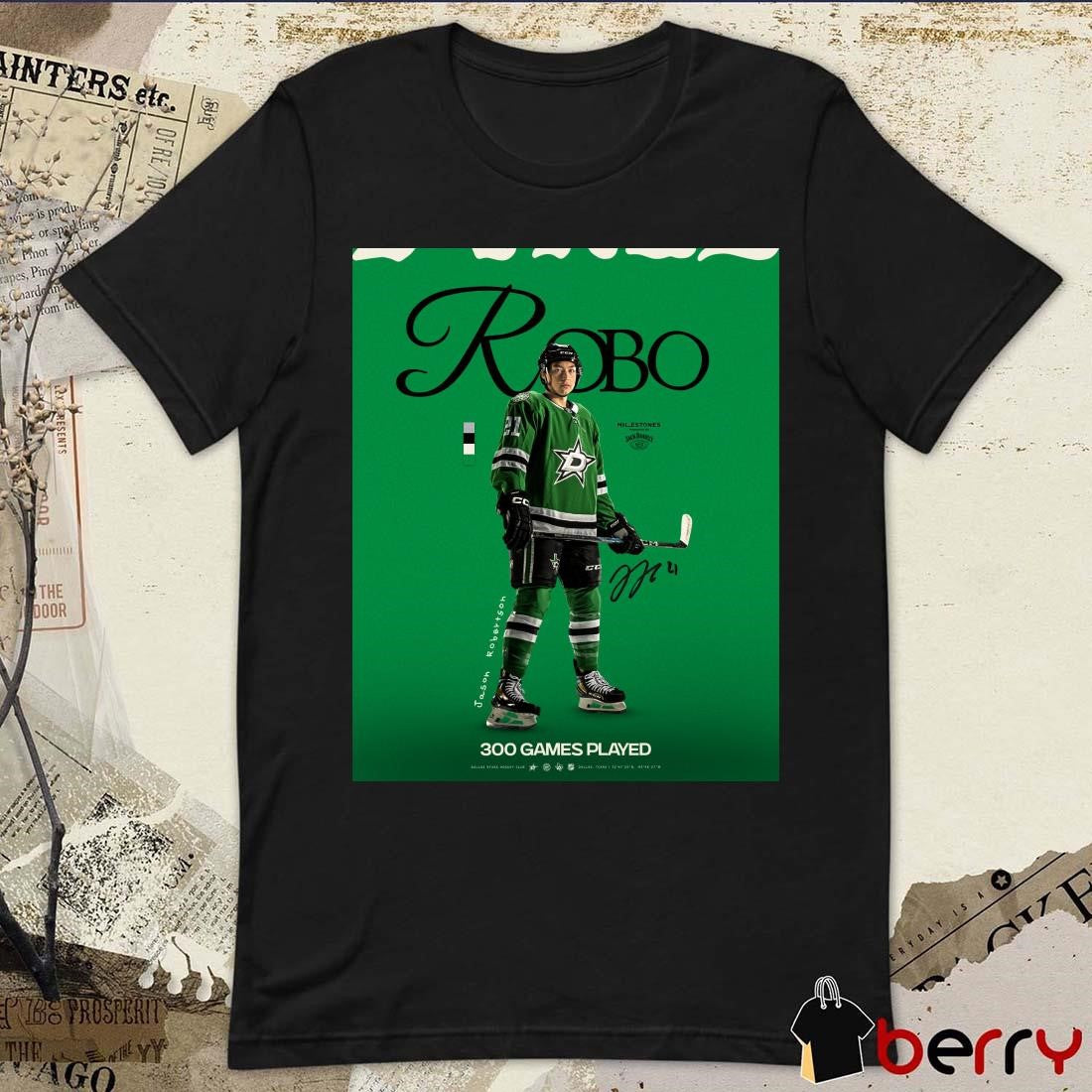 Dallas Stars Jason Robertson 300 Games Played Signature NHL Poster t-shirt