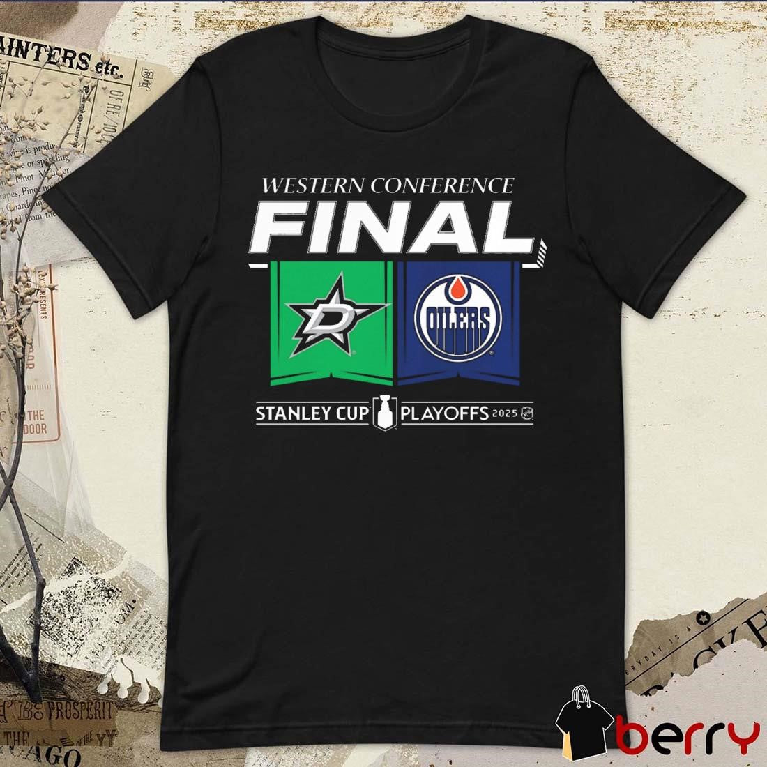 Dallas Stars vs. Edmonton Oilers 2025 Western Conference Finals Stanley Cup Playoffs 2025 Matchup Center Ice t-shirt
