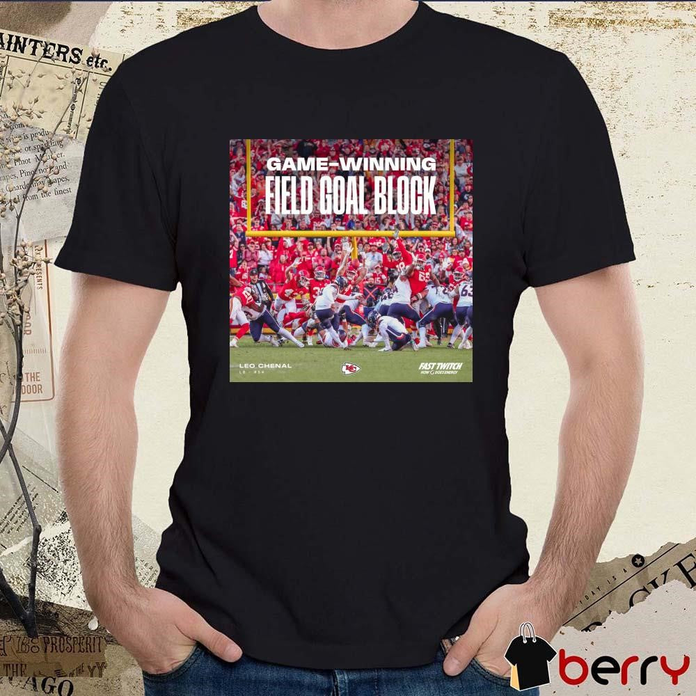 Denver Broncos at Kansas City Chiefs Game-Winning Field Goal Block Poster t-shirt