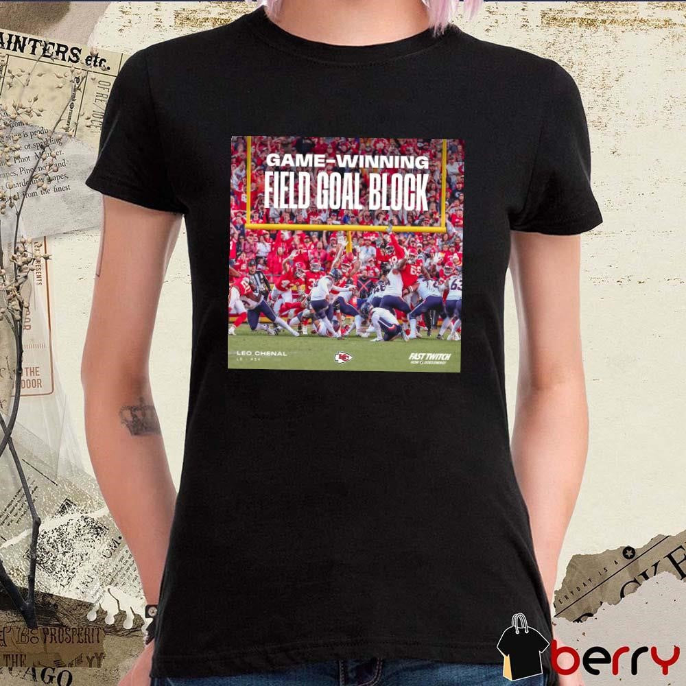 Denver Broncos at Kansas City Chiefs Game-Winning Field Goal Block Poster t-shirt