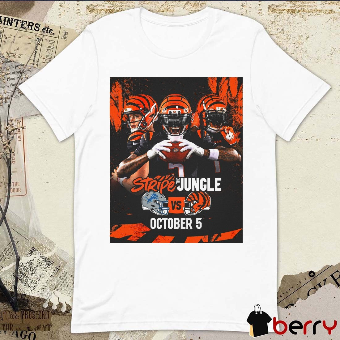 Detroit Lions Vs Cincinnati Bengals Stripe the Jungle October 5th 2025 Poster t-shirt