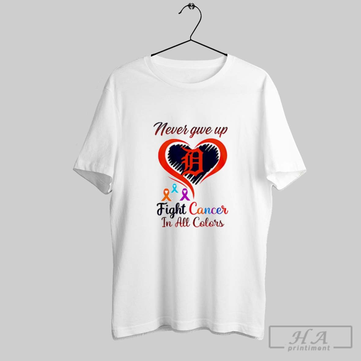 Official Detroit Tigers Baseball Never Give Up Fight Cancer Night In All Colors Heart