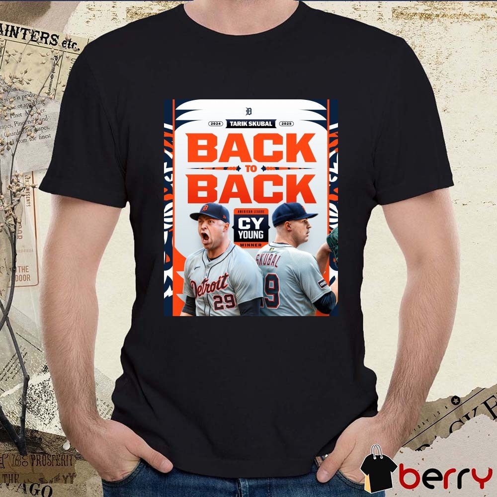 Detroit Tigers Tarik Skubal American League AL Cy Young Awards in 2024 and 2025 Poster t-shirt