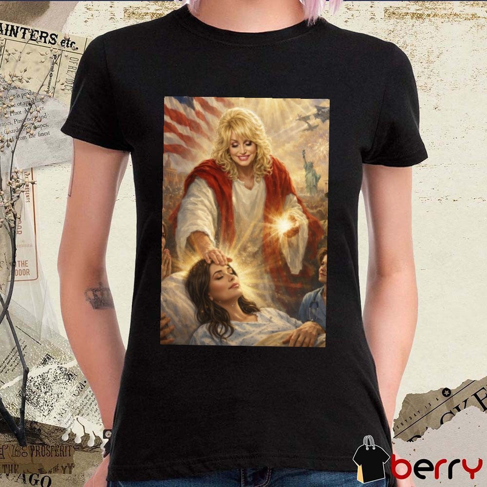 Dolly Parton Saint Savior Patriotic Religious Art Poster t-shirt
