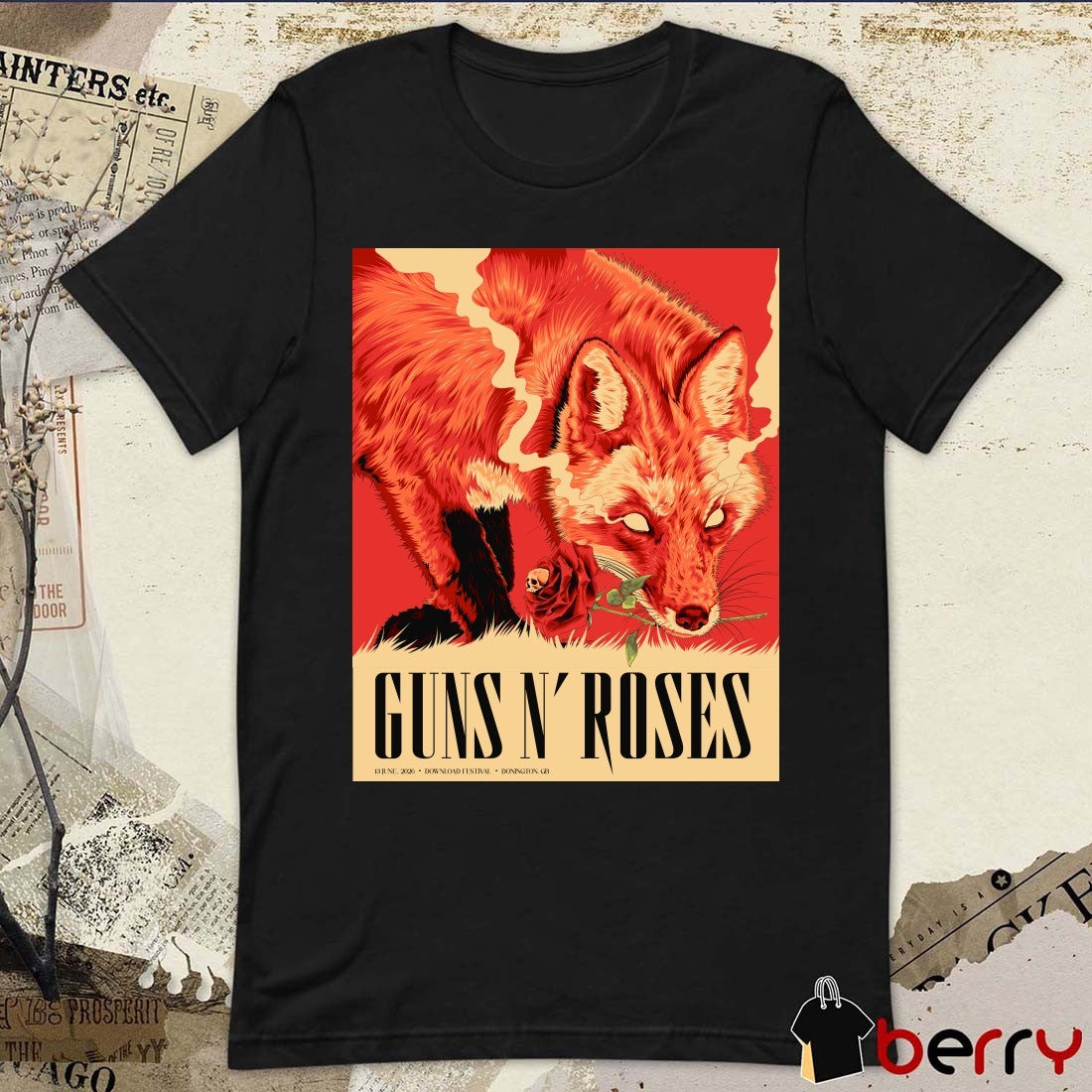 Download Festival Guns N’ Roses June 13 2026 Donington GB Poster t-shirt