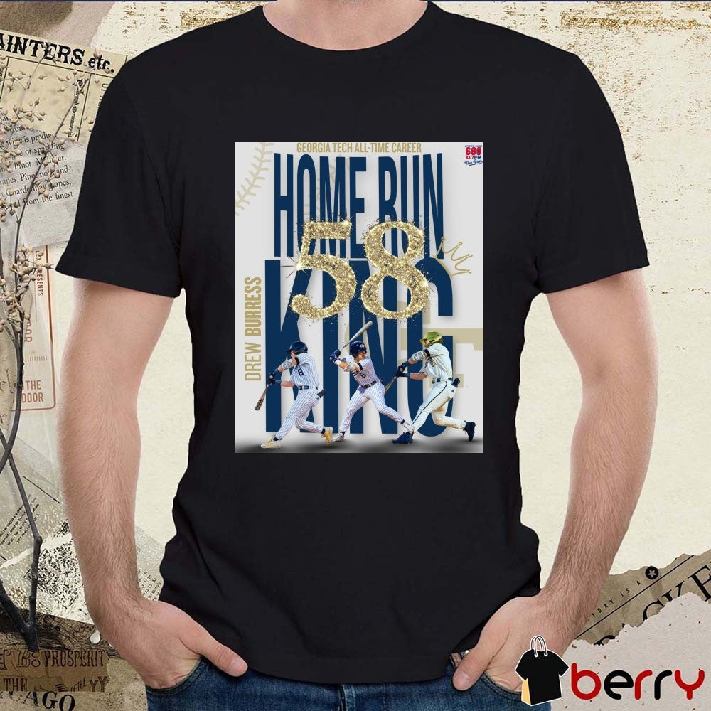 Drew Burress Georgia Tech Yellow Jackets All-Time Career Home Run King With 58 Poster t-shirt