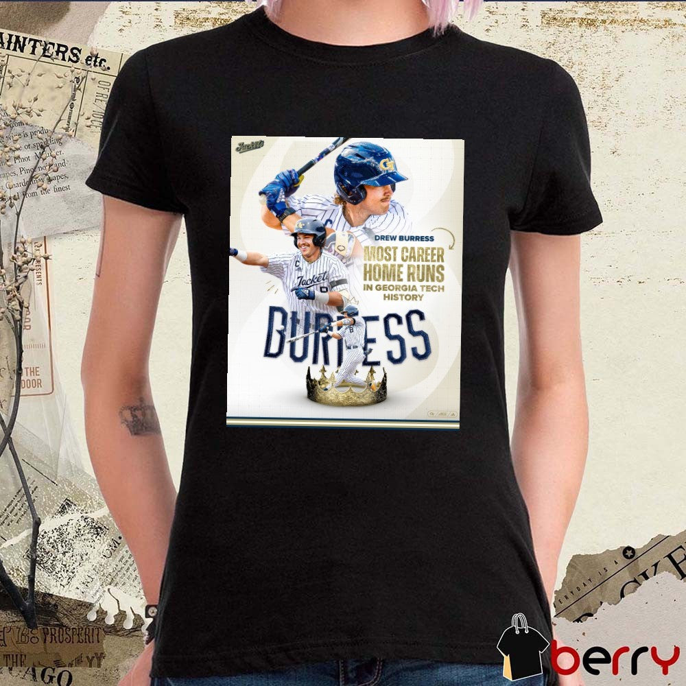 Drew Burress Yellow Jackets Baseball 2026 Most Career Home Run In Georgia Tech History Poster t-shirt