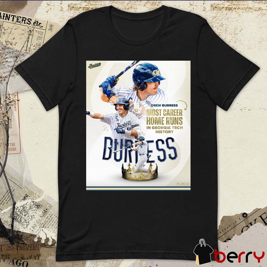 Drew Burress Yellow Jackets Baseball 2026 Most Career Home Run In Georgia Tech History Poster t-shirt