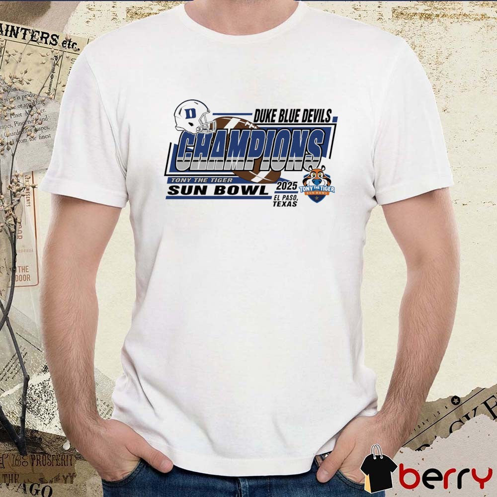 Duke Blue Devils Champions Tony The Tiger Sun Bowl 2025 El Paso Texas Helmet t-shirt