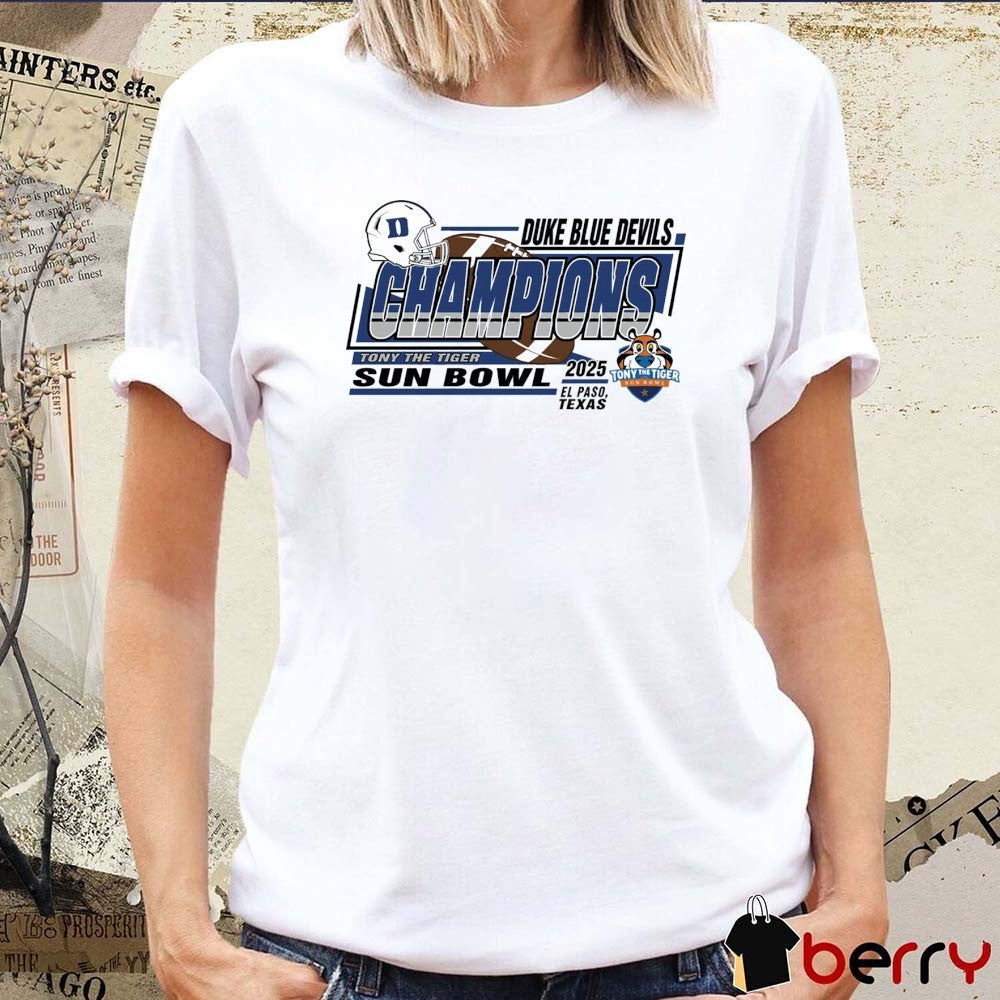 Duke Blue Devils Champions Tony The Tiger Sun Bowl 2025 El Paso Texas Helmet t-shirt