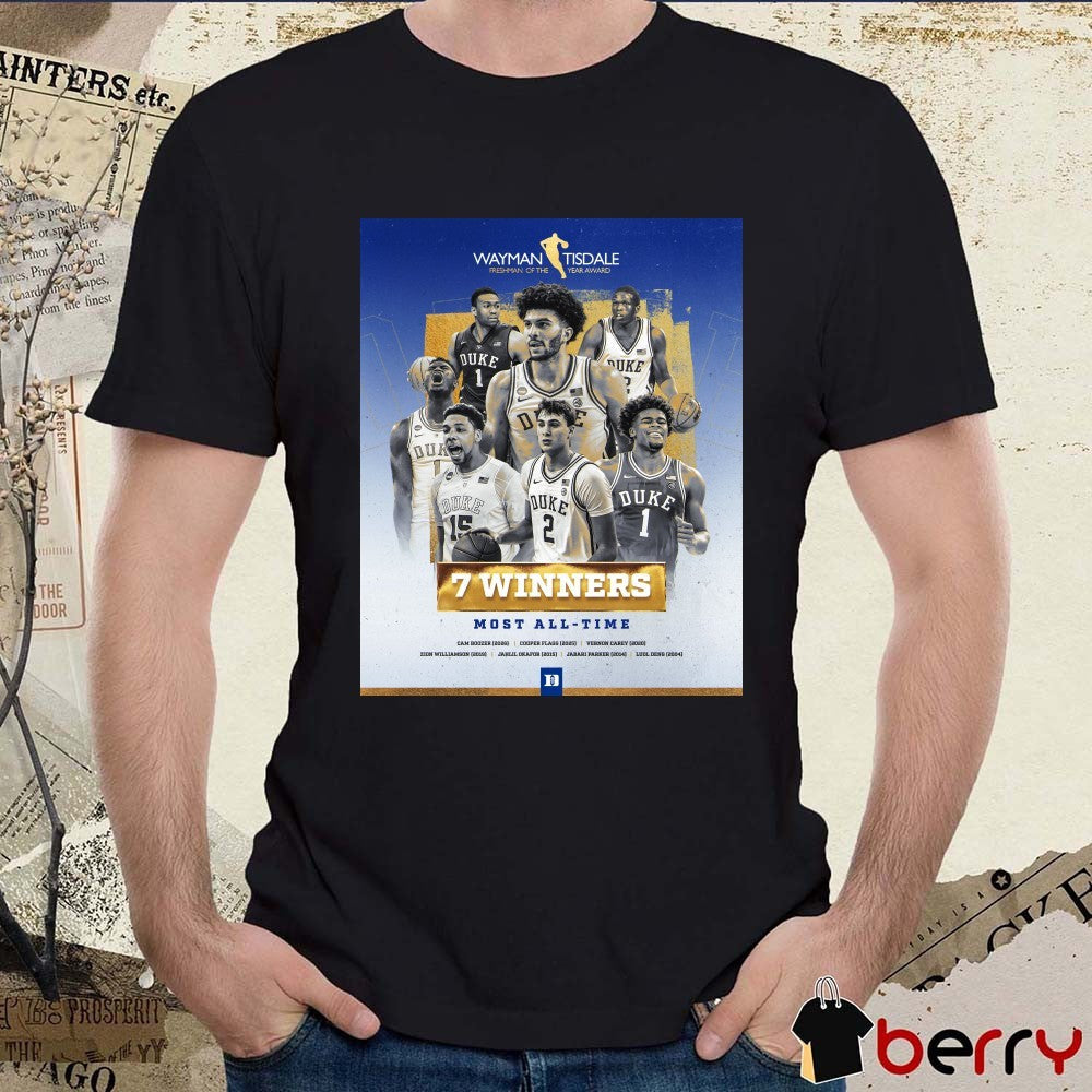 Duke Men’s Basketball 2026 Wayman Tisdale Freshman Of The Year Award 7 Winners Most All-Time Poster t-shirt