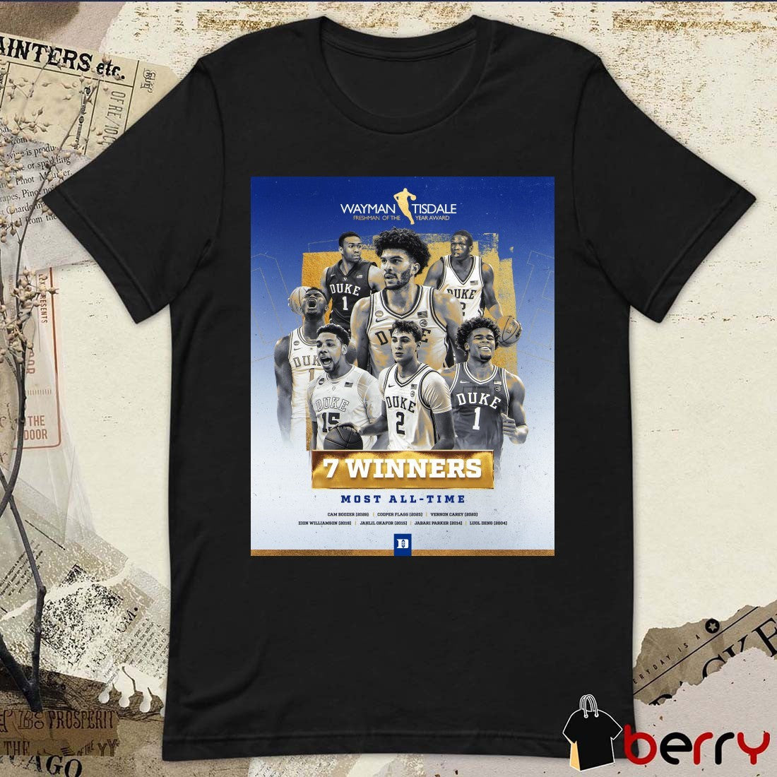 Duke Men’s Basketball 2026 Wayman Tisdale Freshman Of The Year Award 7 Winners Most All-Time Poster t-shirt