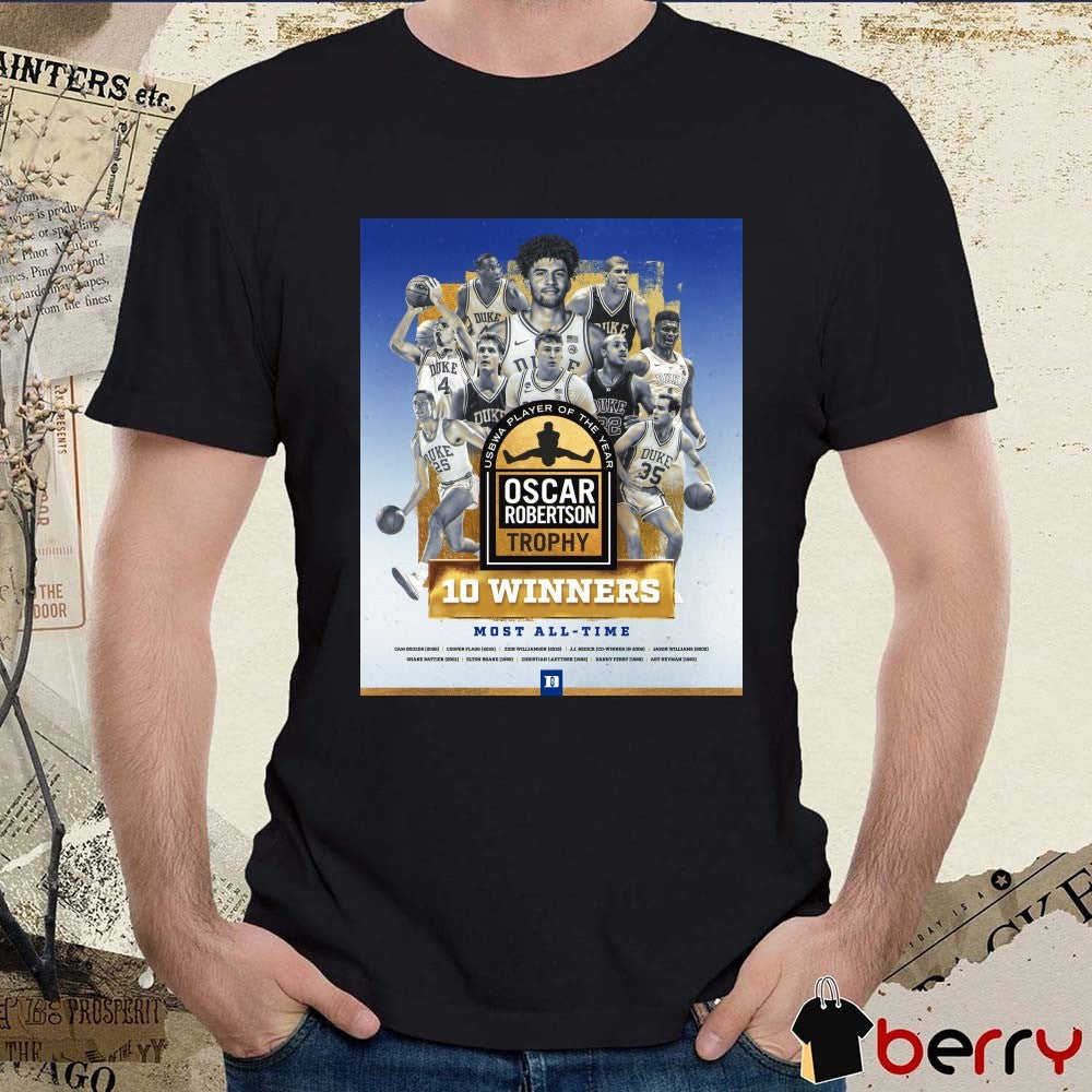 Duke Men’s Basketball USBWA Player Of The Year Oscar Robertson Trophy 10 Winners Most All-Time Poster t-shirt