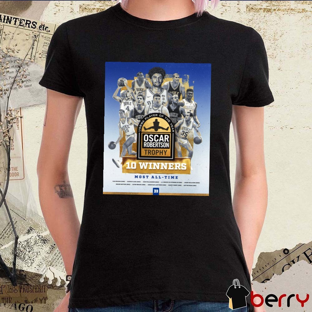 Duke Men’s Basketball USBWA Player Of The Year Oscar Robertson Trophy 10 Winners Most All-Time Poster t-shirt