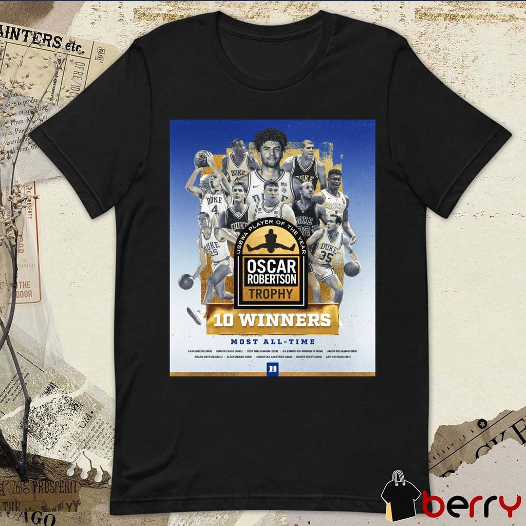 Duke Men’s Basketball USBWA Player Of The Year Oscar Robertson Trophy 10 Winners Most All-Time Poster t-shirt