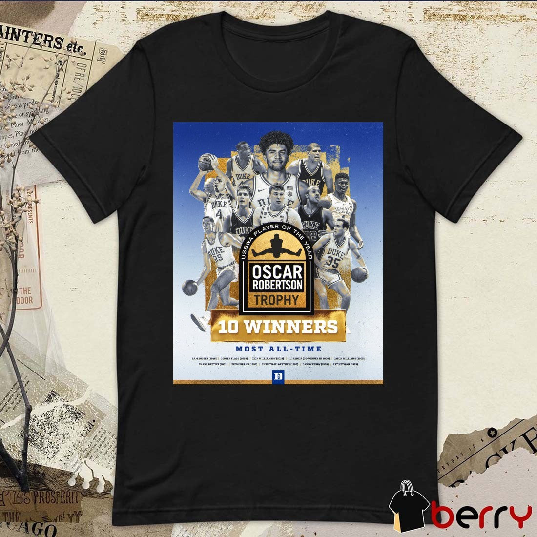 Duke Men’s Basketball USBWA Player Of The Year Oscar Robertson Trophy 10 Winners Most All-Time Poster t-shirt