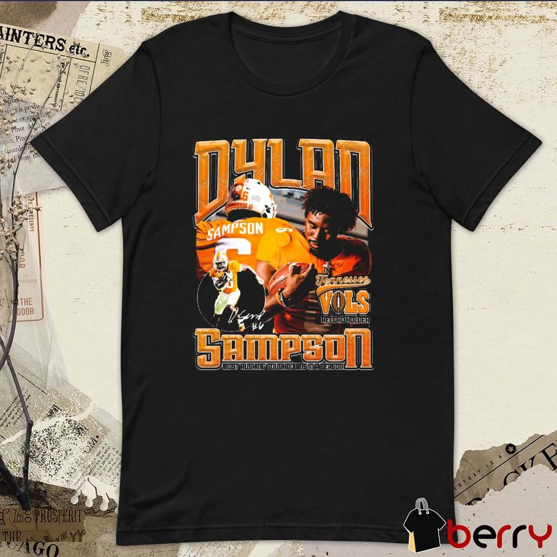 Dylan Sampson Tennessee Vols Record Holder Most Rushing Touchdowns In A Season Vintage Icon Signature t-shirt