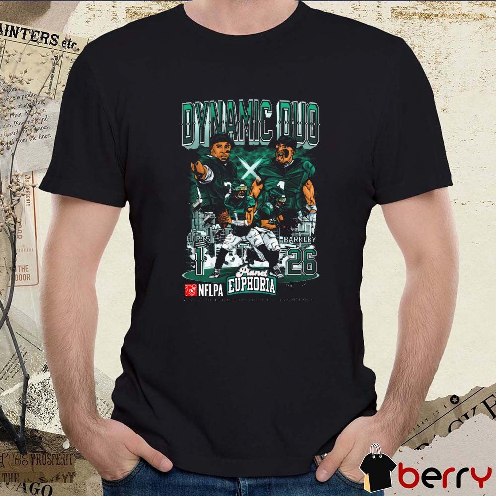 Dynamic Duos Jalen Hurts And Saquon Barkley Philadelphia Eagles NFL Planet Euphoria Artwork t-shirt