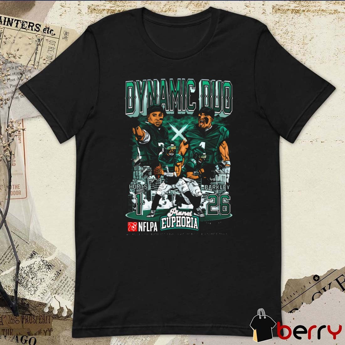 Dynamic Duos Jalen Hurts And Saquon Barkley Philadelphia Eagles NFL Planet Euphoria Artwork t-shirt