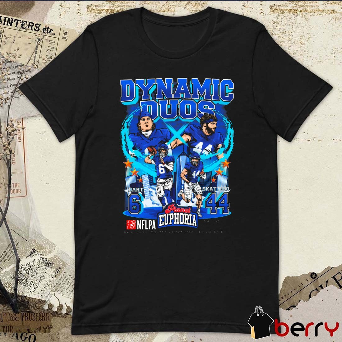 Dynamic Duos Jaxson Dart and Cam Skattebo NFL New York Giants Planet Euphoria Art t-shirt